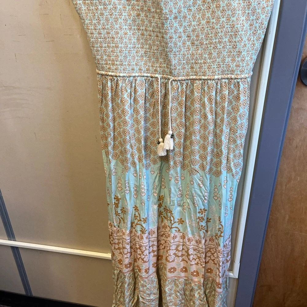 Spell full length Maxi Dress - Blue and Cream Pattern 3XL NWOT - Picture 8 of 13